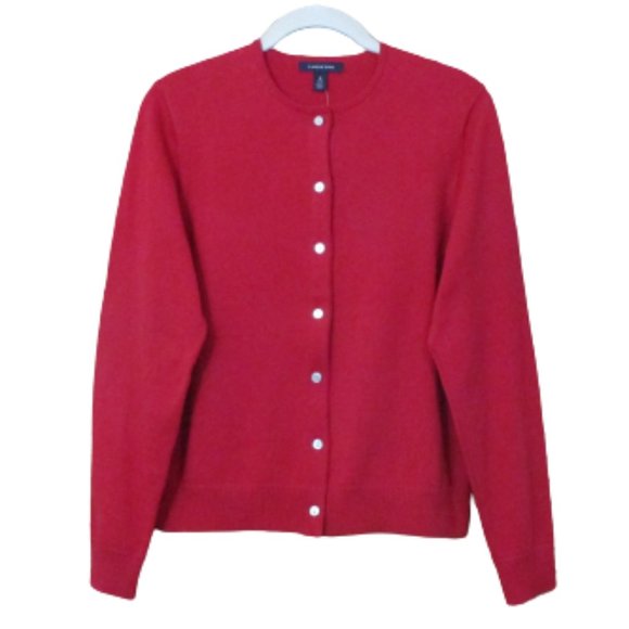 Lands' End Sweaters Lands End Womens Red Crew Neck Cardigan Sweater